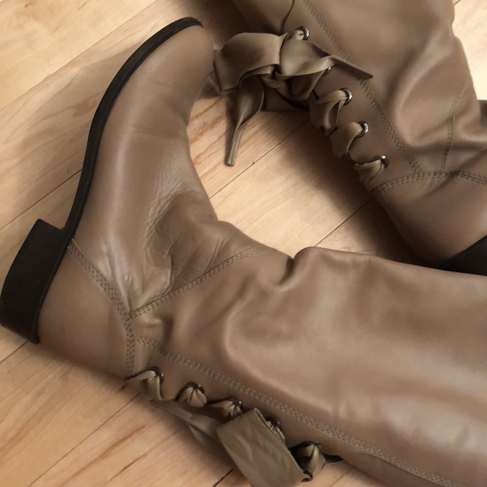 VALENTINO BOOTS NUDE natural Leather Size 38 14” at the calf - Picture 4 of 10
